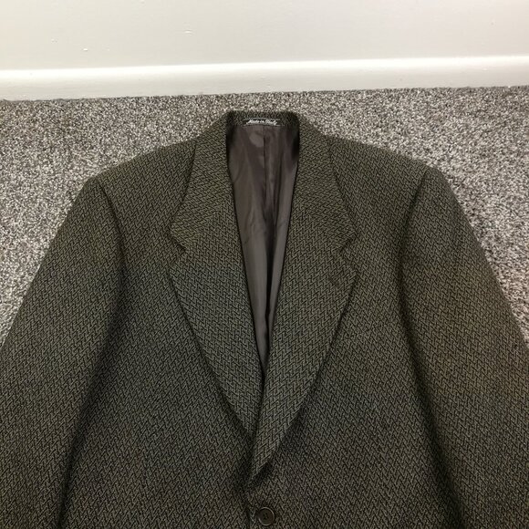Vintage Giorgio Armani Sport Coat Tweed Wool Herringbone Green Black Mens 42L - Picture 1 of 14